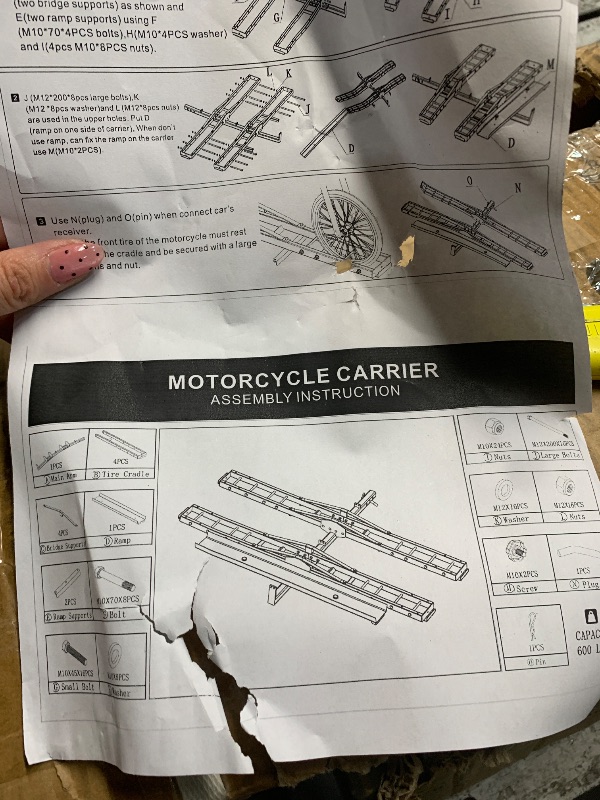 View 2 of *BLACK**STOCK PHOTO FOR REFERENCE ONLY**VEVOR Motorcycle Carrier Hitch Mount, 600 LBS Aluminum