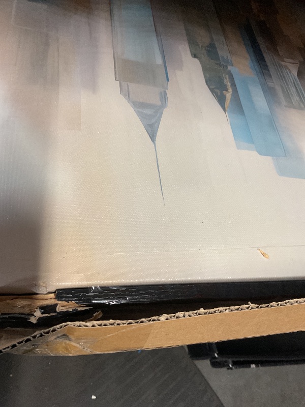 View 4 of ***CRACKED AND KNIFE SLIT****DUN HUANG ART New York City Skyline Canvas Wall Art - 30"x60"