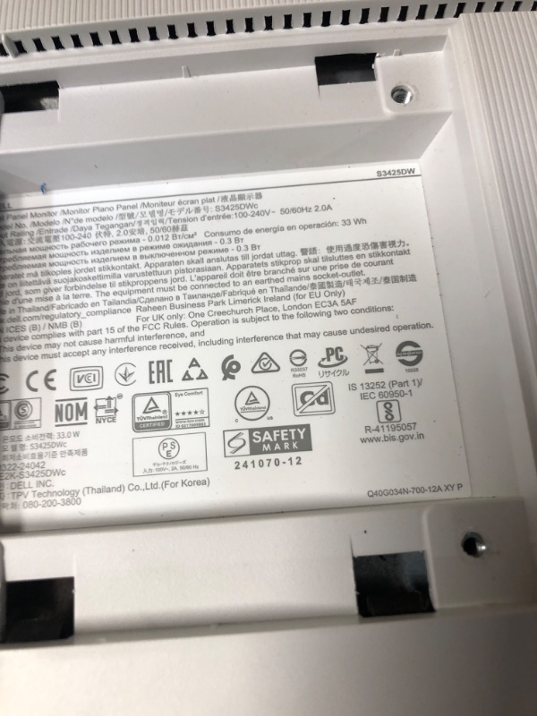 View 3 of ***NO POWER CABLE/WIRES*** Dell 34" WQHD VA 120Hz Monitor (S3421DW)
