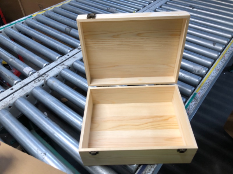Photo 1 of ***MISSING PARTS*** HIPNOOK Unfinished Wood Boxes Large Wooden Boxes with Hinged Lid – 12 x 9x5 Inch Keepsake Box-Memory Box for Crafts, Storage, Gifts, Jewelry,Decor,DIY/Arts/Painting
