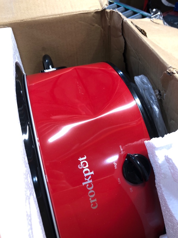 Photo 1 of ***DAMAGED - SEE NOTES/PICTURES***Crock-Pot 8-Quart Manual Slow Cooker, XL Family Size Serves 10+ People, Removable Stoneware with Warming Setting, Dishwasher Safe for Easy Cleanup, Red