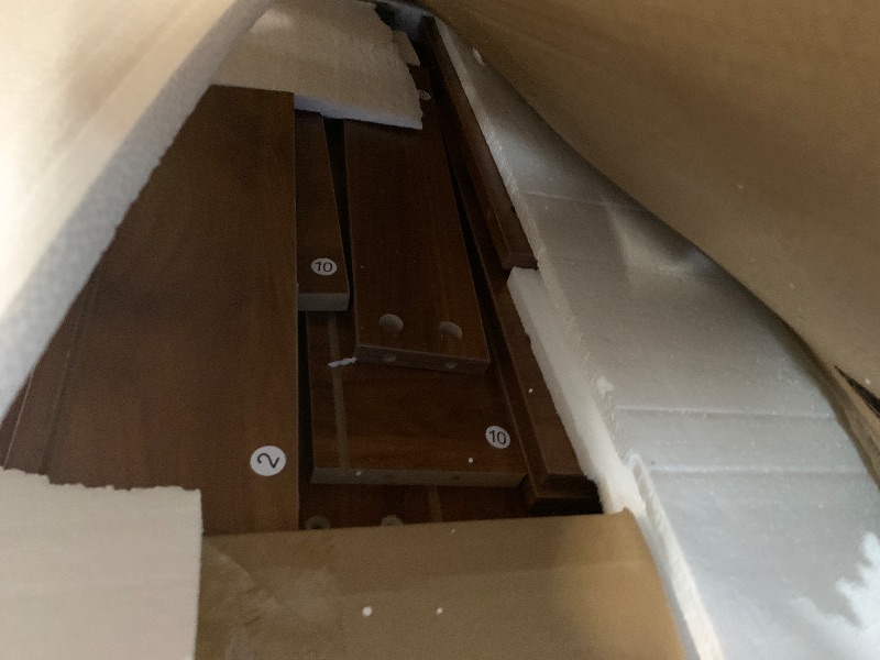 Photo 1 of ***MISSING PARTS***MISSING MIRROR***
Arulvmrn 43.3'' Vanity Desk with Mirror and Lights, with Glass Tabletop, with 5 Drawers & Shelves,Makeup Vanity Set for Bedroom, Chestnut