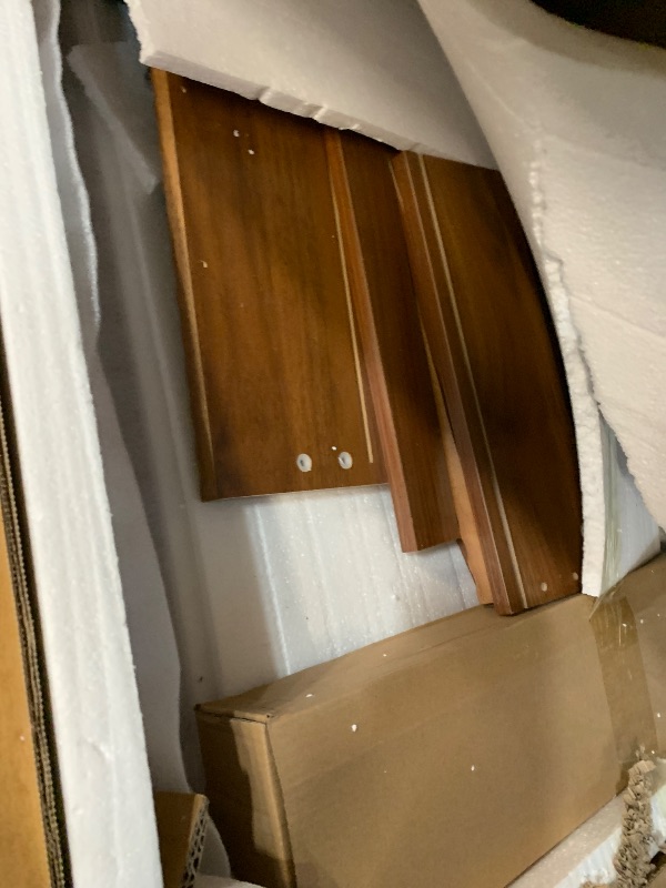 Photo 1 of ***MISSING PARTS***MISSING MIRROR***
Arulvmrn 43.3'' Vanity Desk with Mirror and Lights, with Glass Tabletop, with 5 Drawers & Shelves,Makeup Vanity Set for Bedroom, Chestnut