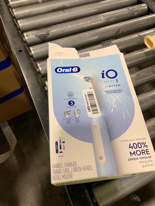 Photo 1 of Oral-B iO3 Limited Deep Clean Electric Toothbrush, Icy Blue