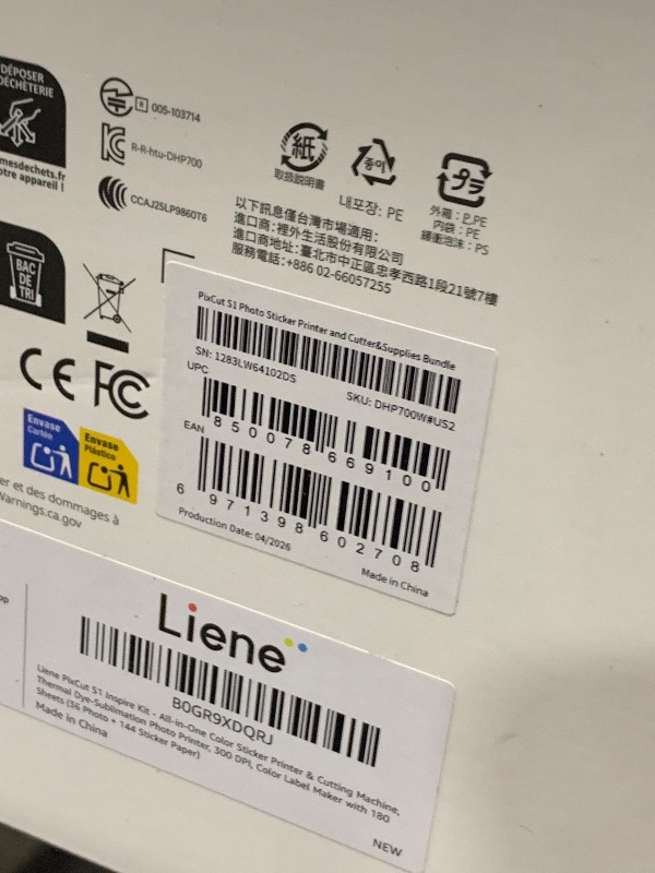Photo 1 of Liene PixCut S1 Inspire Kit - All-in-One Color Sticker Printer & Cutting Machine, Thermal Dye-Sublimation Photo Printer, 300 DPI, Color Label Maker with 180 Sheets (36 Photo + 144 Sticker Paper)