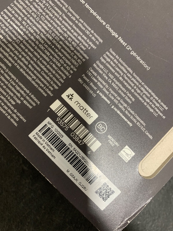 Photo 1 of Google Nest Learning Thermostat (4th gen) + Sensor - Obsidian