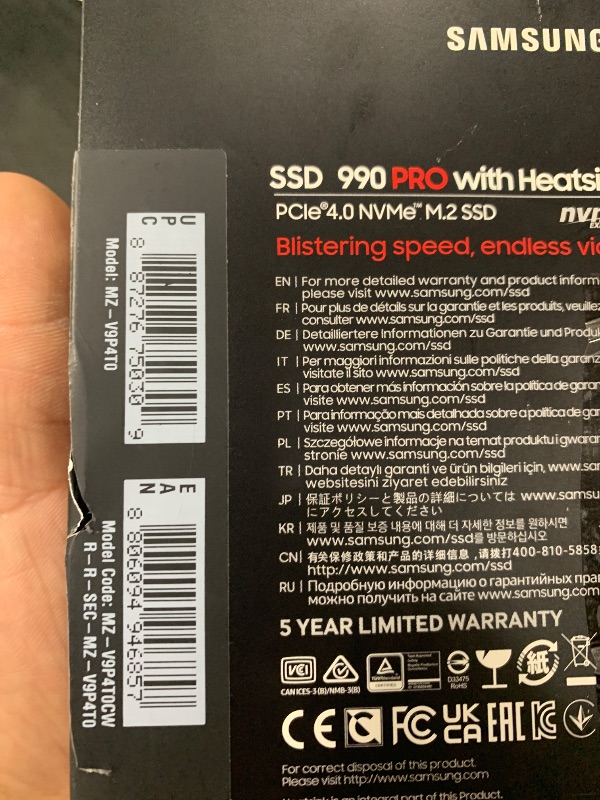 Photo 1 of Samsung SSD 990 PRO 4TB M.2 NVMe PCIe 4.0