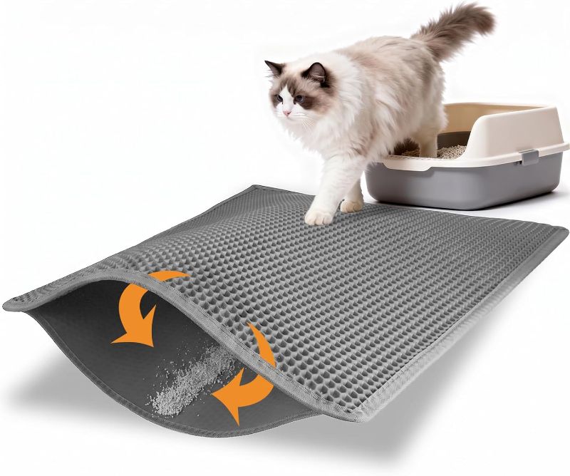 Photo 1 of Pieviev Litter Box Mat, Double-Layer Urineproof Design, 30" x 24" Gray
