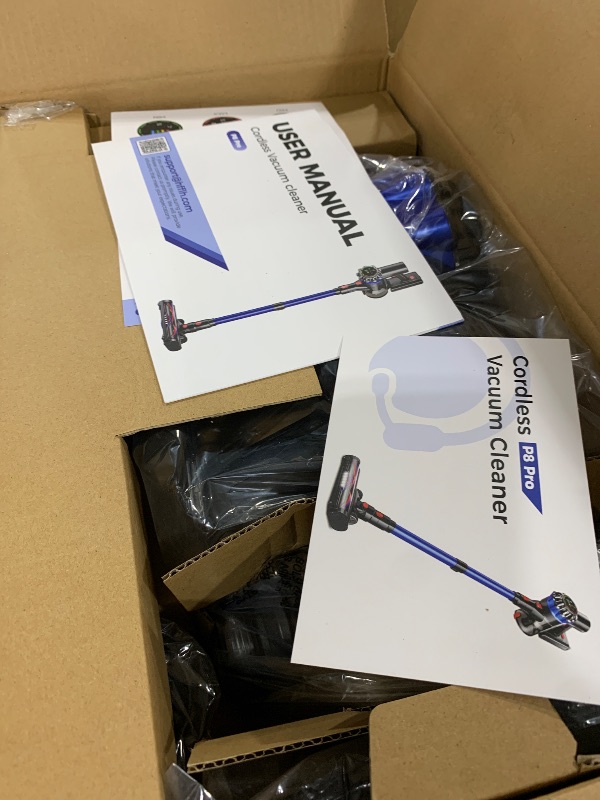 Photo 1 of HFFLH Cordless Stick Vacuum Cleaner - 600W, 50Kpa, 65-Min Runtime, Blue