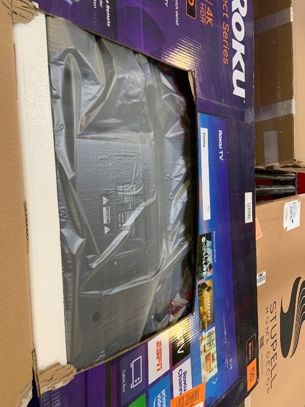 Photo 1 of FOR PARTS ONLY -- DAMAGED -- Roku 50-Inch Smart TV 2026 - Select Series, 4K QLED TV TV