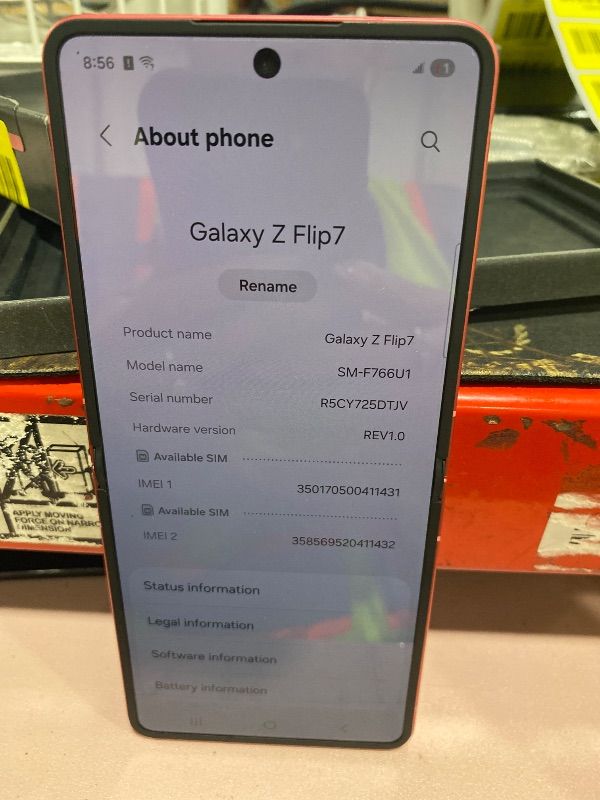 Photo 1 of NON-FUNCTIONAL, PARTS ONLY---------------------------Samsung Galaxy Z Flip7 Cell Phone, 512GB, Coral Red