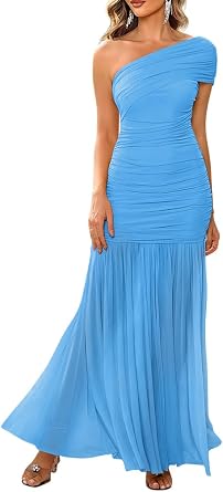View 1 of ***STOCK PHOTO FOR REFERENCE ONLY*** LAGSHIAN Womens Formal One Shoulder Sleeveless Evening Long Dress