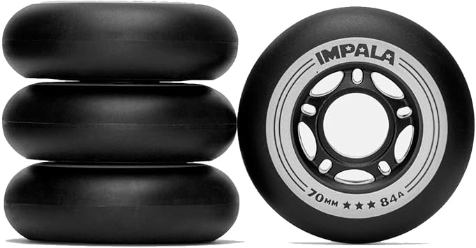 Photo 1 of IMPALA Inline Skate Wheels 70mm 4-Pack – Black Replacement Wheels for Smooth Outdoor and Indoor Skating