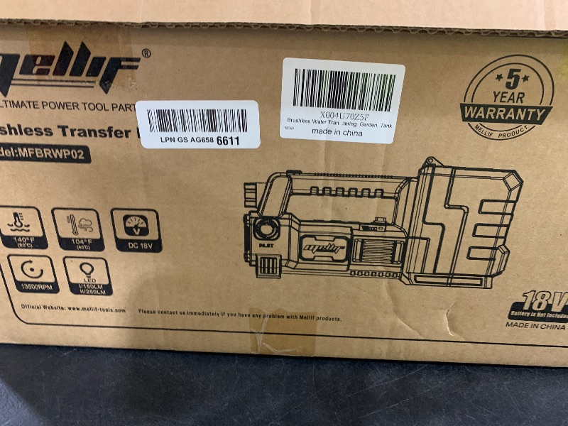 Photo 1 of Cordless Water Transfer Pump Compatible with Milwaukee 18V Battery