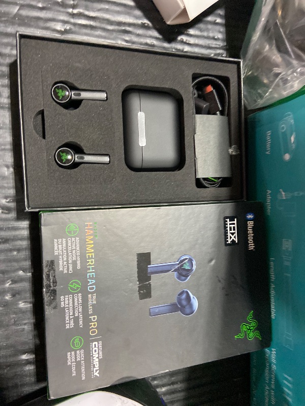 Photo 1 of Razer Hammerhead True Wireless Pro Bluetooth Gaming Earbuds: THX Certified - Advanced Hybrid Active Noise Cancellation - 60ms Low-Latency - Touch Enabled - <20 Hr Battery Life - Classic Black