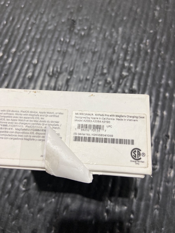 Photo 1 of NON-FUNCTIONAL, PARTS ONLY-------------------------Apple AirPods Pro (1st Generation) with MagSafe Charging Case