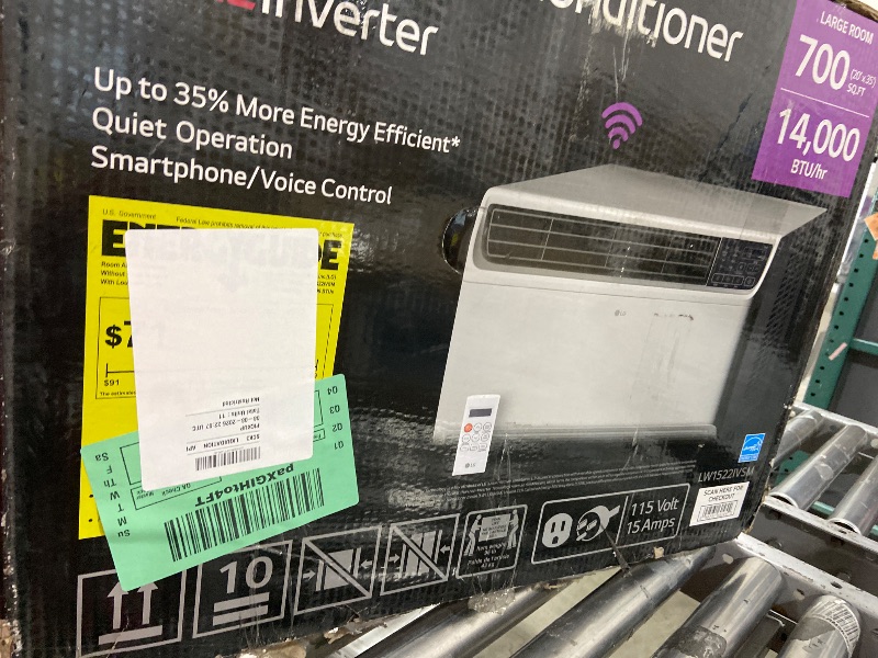 Photo 1 of LG 14,000 BTU DUAL Inverter Smart Window Air Conditioner, 115V, Cools 800 Sq. Ft. for Bedroom, Living Room, Apartment, Quiet Operation, ENERGY STAR®, works with LG ThinQ, Amazon Alexa and Hey Google