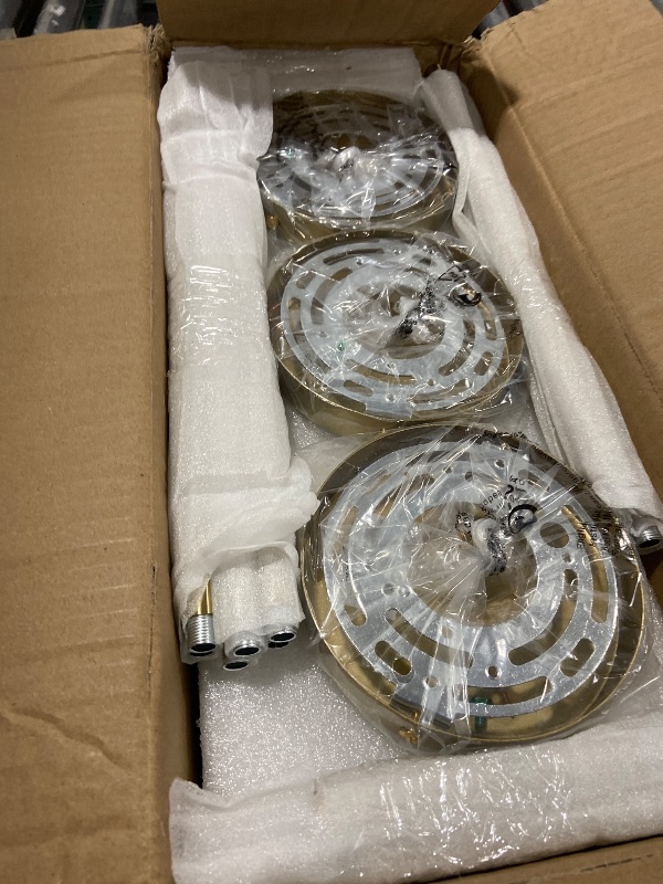 Photo 1 of KLSS Brass Pendant Lights - 3 Pack, 12 Inch Rods, Gold Clear Glass