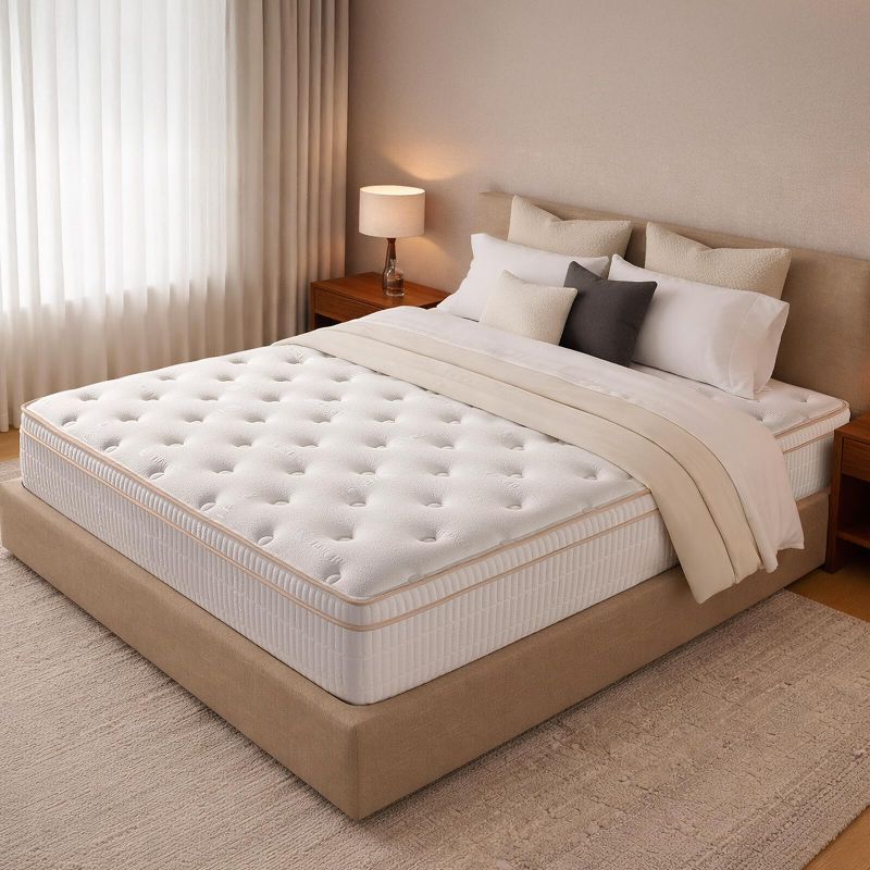 Photo 1 of INCEPDREAM King Size Mattress 14 Inches, Medium Firm Hybrid Fiberglass Free