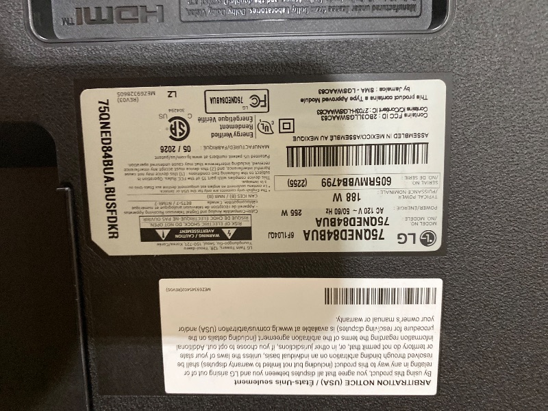 Photo 1 of BROKEN SCREEN 
LG 75-Inch Class QNED evo AI QNED84B Series Mini LED 4K Smart TV w/HDR10, AI Super Upscaling 4K, Filmmaker Mode, Wow Orchestra, Compatible with Alexa (75QNED84BUA, 2026)