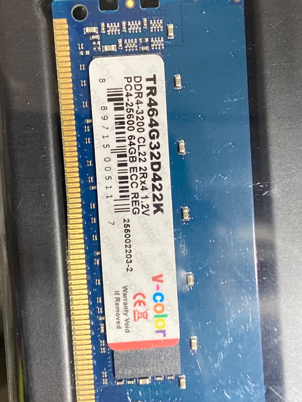 Photo 1 of V-COLOR 128GB DDR4 ECC R-DIMM 3200MHz Memory