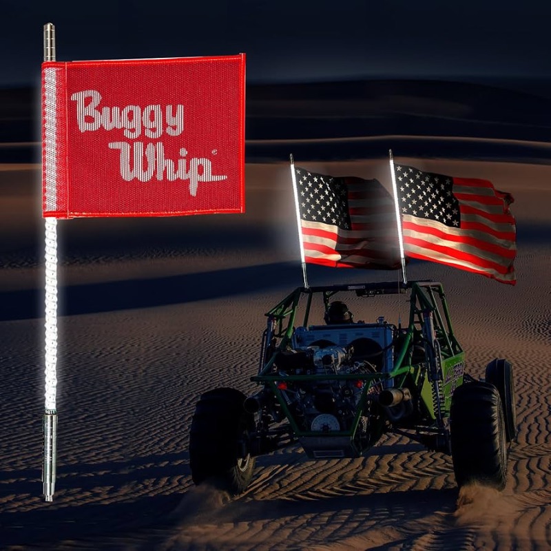 Photo 1 of Buggy Whip USA Super Bright Quick Release LED Whips - Industrial Strength, Made in the US - for UTV, ATV, SXS, Polaris, Can Am, Trucks, Mining, Construction, Safety Vehicles (White, 4FT)