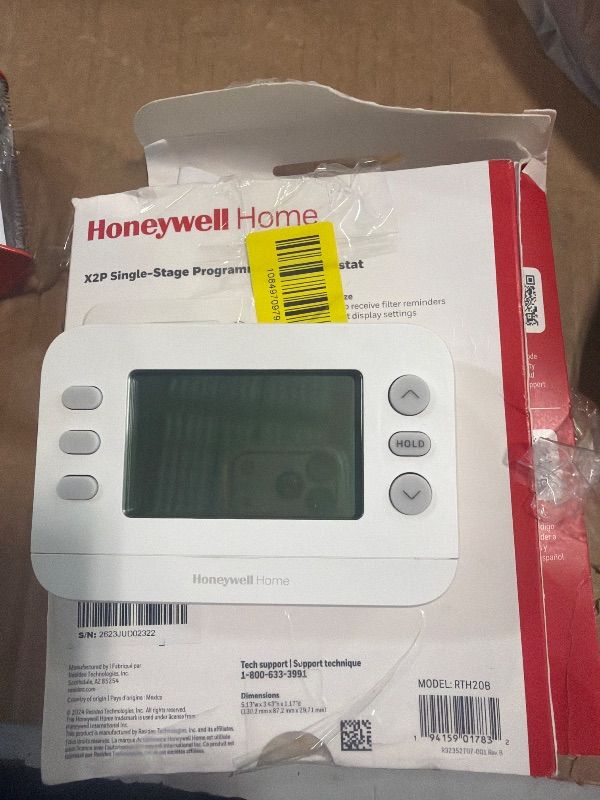 View 3 of [Missing Back Plate] Honeywell Home X2P Programmable Thermostat, White