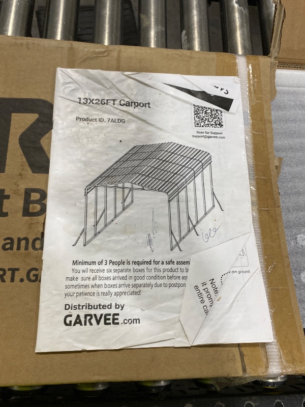 View 4 of GAOMON Metal Carport, Carport with Reinforced Base and Galvanized Steel Roof, Heavy Duty Garage Car Shelter Shade, Outdoor Car Port Canopy for SUV, Truck, Boats, 13x26 FT