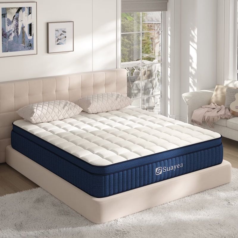 Photo 1 of SUAYEA King Mattress, 14 Inch King Size Mattress in a Box, Firm Pocket Spring and Gel Memory Foam for Superior Comfort, Pressure Relief, Strong Edge Support