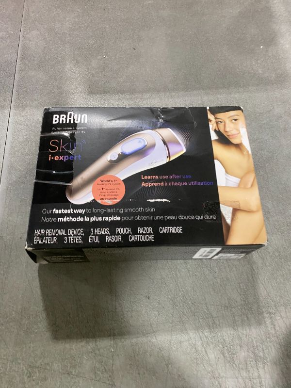 Photo 1 of Braun Skin i-Expert Smart IPL PL7219 at Home Laser Hair Removal for Women and Men with App, Premium Pouch, Venus Razor, 2 Smart Heads, Facial Trimmer