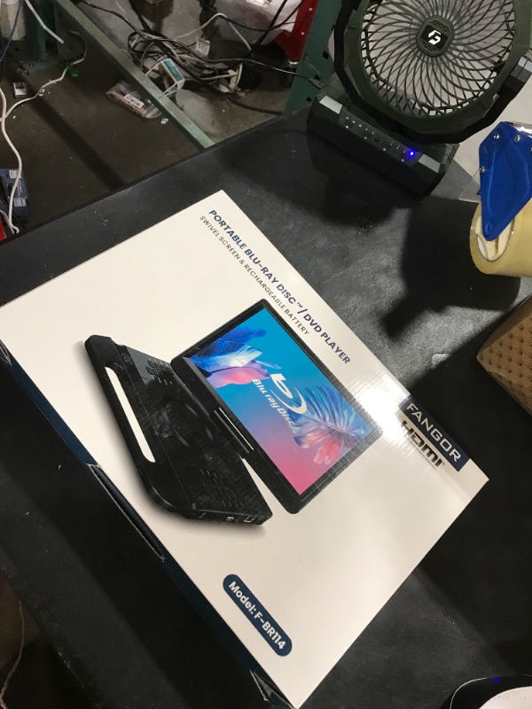 Photo 1 of FANGOR 13.3” Portable Blu-ray Player, 12” Full HD Rotating Screen, Built-in Rechargeable Battery with Remote, HDMI Output & AV Input, USB/Micro SD Playback, Last Memory