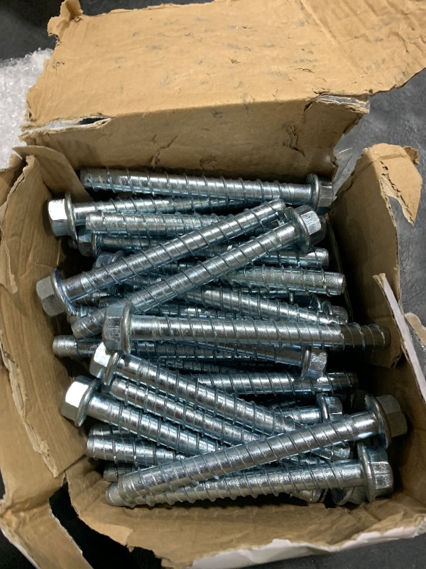 Photo 1 of Tandefio 60 Pack 1/2" x 5" Concrete Screw Anchor Galvanized Large Diameter Heavy Duty Plated Concrete Anchors for Masonry Brick Anchoring Block Decking Framing Hex Drive