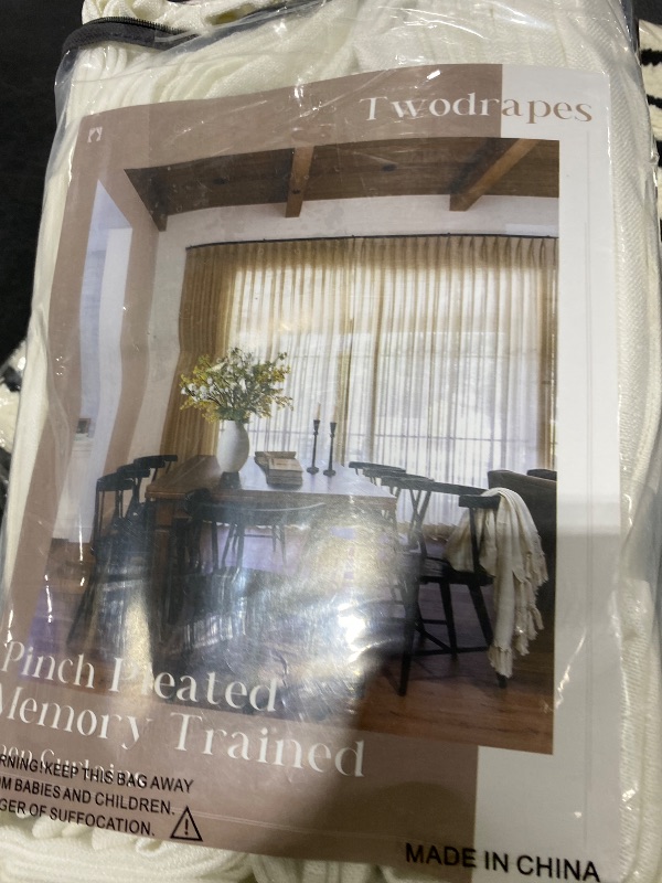 Photo 1 of TWODRAPES Pinch Pleated Linen Curtains 96"L Natural