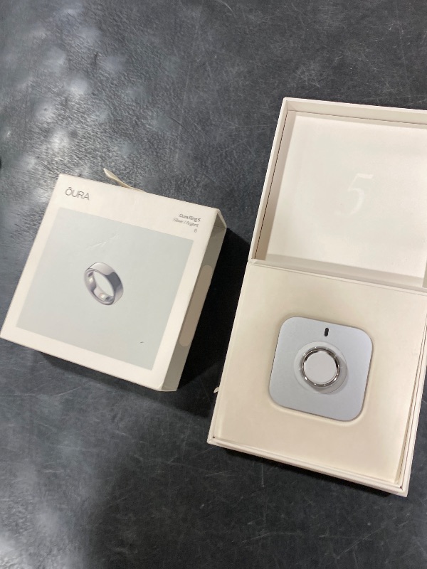 Photo 1 of Oura Ring 5 Smart Ring - Silver - Size 8 - Fitness & Sleep Tracker