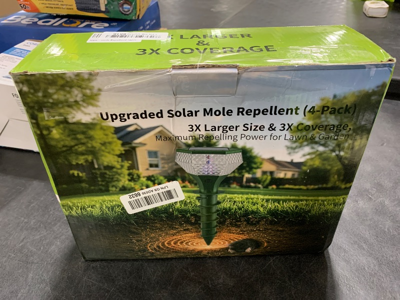 Photo 1 of JLMEH Solar Mole Repellent, 3X Coverage, Vibration & Ultrasonic, Color LED