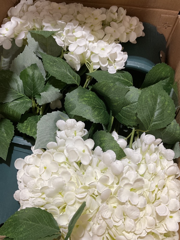 Photo 1 of QIANYUN Artificial Hydrangea Bush - 20 Inch Potted Plant (Set of 2)