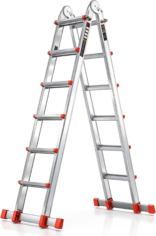 Photo 1 of Soctone Ladder, A Frame Step Ladder, 22.5 Ft Multi Position Folding Ladder