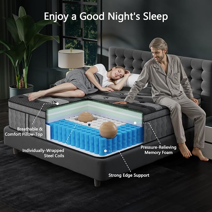 Photo 1 of King Size Mattress 16 Inch, Upgraded Luxury Hybrid King Mattress in a Box