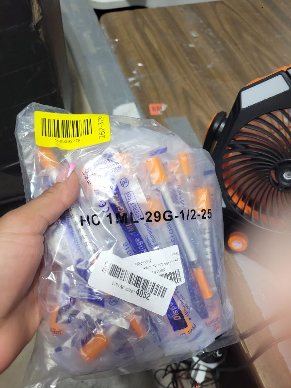 Photo 1 of 1ml/cc 29G 1/2 Inch 12.7mm Syringe, U-100 Lab Syringes Individually Wrapped, Pack of 25