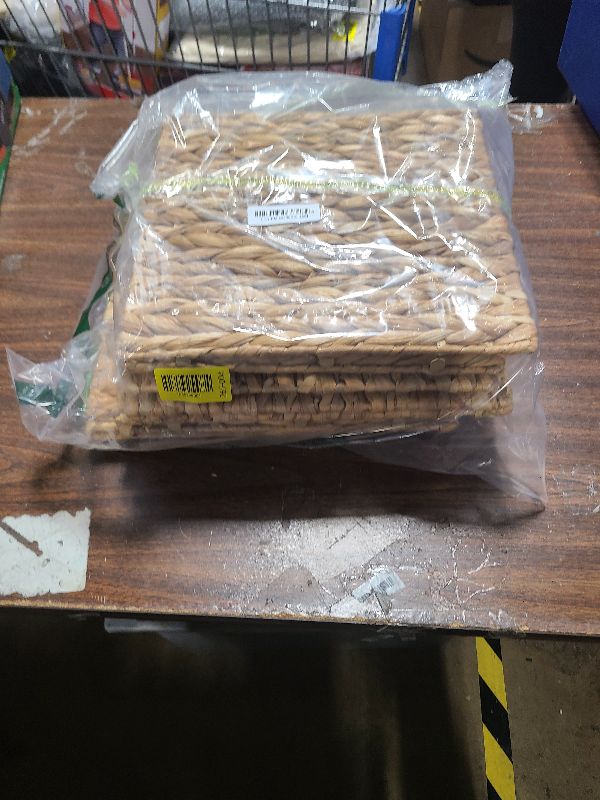 Photo 1 of 13" Wicker Storage Cube Bins, Water Hyacinth Baskets for Shelves, 2-Pack