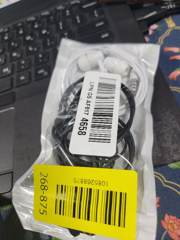 Photo 1 of 2 Packs Simple Wired Earbuds, in-Ear Headphones with Built-in Microphone & Volume Rocker, Universal 3.5mm Jack for School, Office, Travel - Black & White
