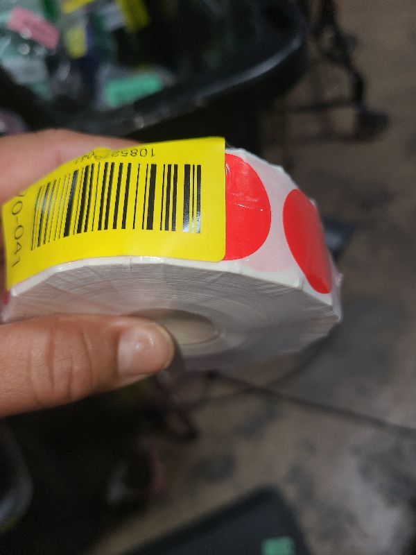 Photo 1 of 1500 PCS Red Round Color Coding Circle Dots Inventory Stickers Labels with Perforation Line in Roll (Each Measures 1" in Diameter)