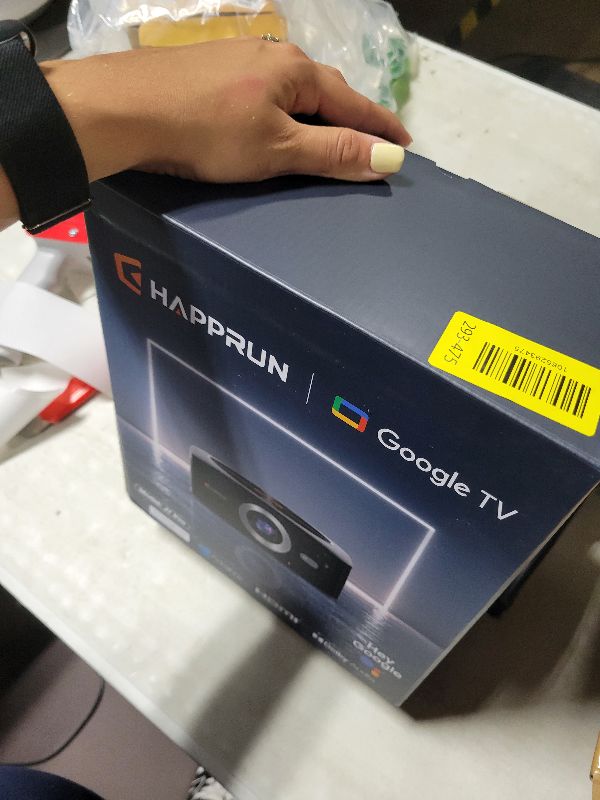 Photo 1 of 1500 ANSI Official Licensed Google TV Smart Projector, HAPPRUN 4K Full HD Home Theater with Auto Focus, Dolby Sound, Wi-Fi Bluetooth, Built-in Apps, Compatible with Phone & PC, Indoor & Outdoor Use