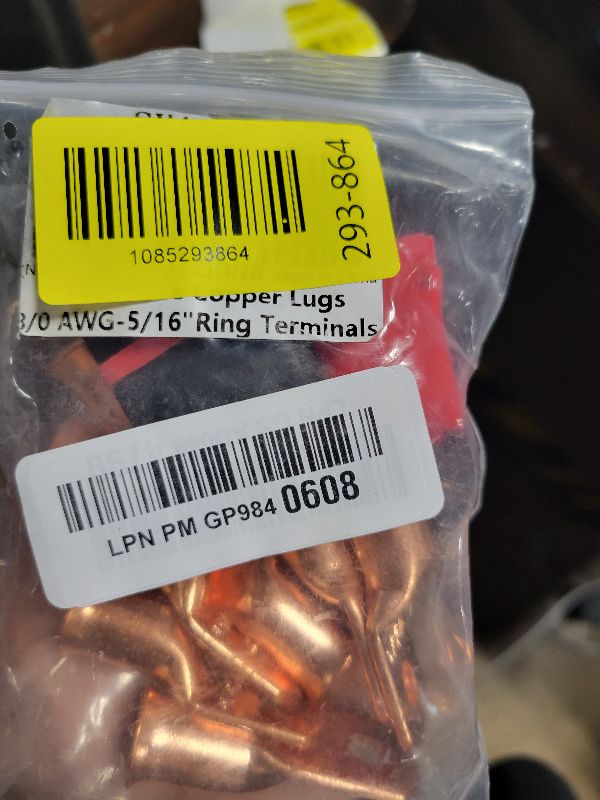 View 2 of 000 Gauge Pure Copper Lugs 8PCS 3/0 AWG-5/16” Ring Lugs Cable Lugs Wire Lug Battery Cable Ends Heavy Duty 8PCS 000 Guage Battery Lugs/Terminal Connectors + 8PCS 3:1 Heat Shrinks