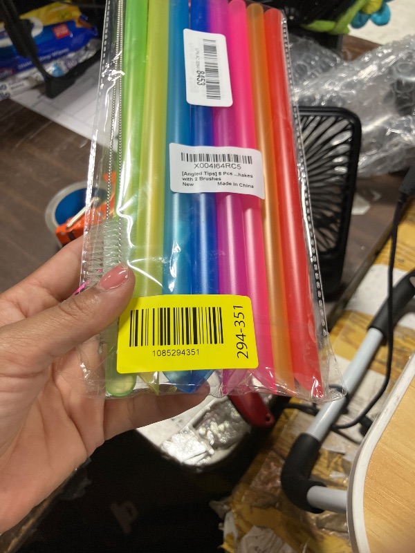 Photo 1 of [Angled Tips] 8 Pcs Reusable Jumbo Wide Boba Straws & Smoothie Straws, Multi Colors Reusable Straw, BPA FREE Food-Grade Tritan Plastic Straw for Bubble Tea(Tapioca Boba Pearls) Milkshakes w/ 2 Brushes