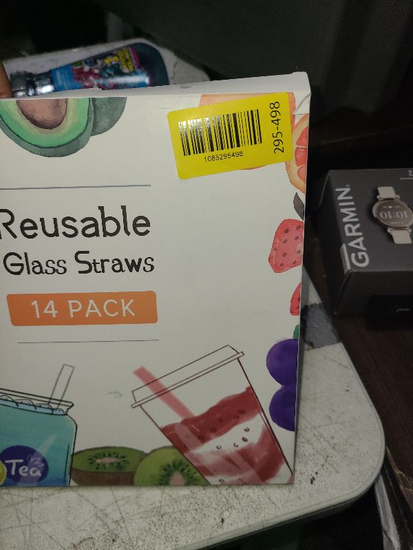 Photo 1 of 14 Pcs Reusable Bent Colorful Glass Straws,9''x8 mm Shatter Resistant Cute Drinking Straws with 2 Cleaner Brush for Coffee,Juice,Cocktail,Teas,Beverages