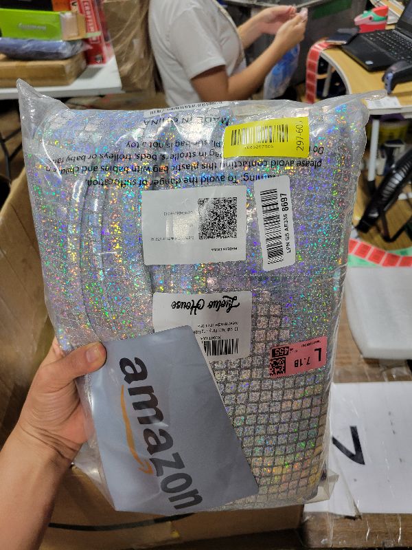 Photo 1 of 10 Pack Disco Party Table Runners 13x72 Inches Laser Silver Sequin Table Runners Retro Glitter Table Cover for 70s 80s Theme Disco Ball Party Holiday Birthday Wedding Table Decorations