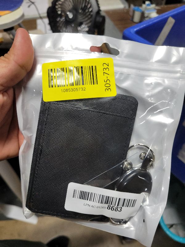 Photo 1 of 2 Pack Badge Holders and Heavy Duty Retractable Reel Clips Set, Vertical Leather ID Badge Holders with 1 Clear ID Window & 2 Credit Card Slots (Black-2pcs)'
