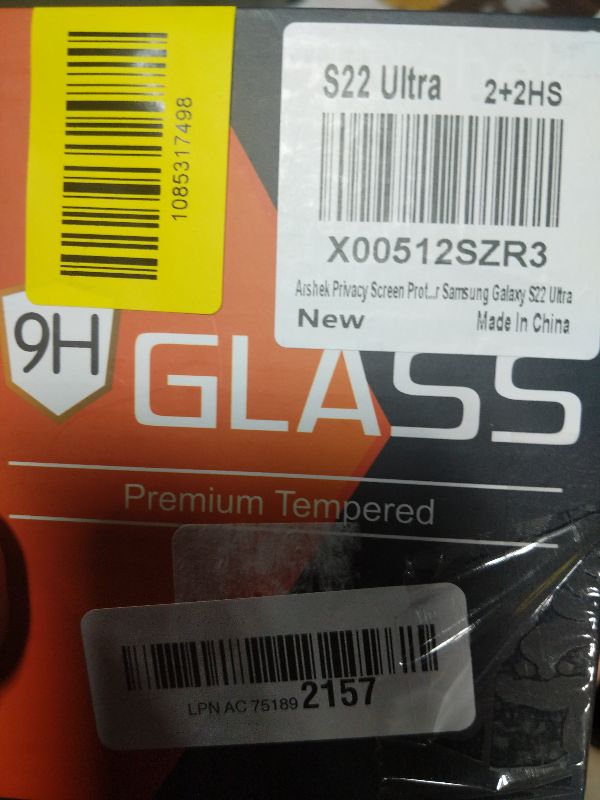 Photo 1 of [2+2 Pack] Glass Privacy Screen Protector for Samsung Galaxy S22 Ultra 5G, 9H Tempered Glass, Ultrasonic Fingerprint Compatible,HD Clear Anti-Spy Film for Galaxy S22 Ultra Glass Screen Protector
