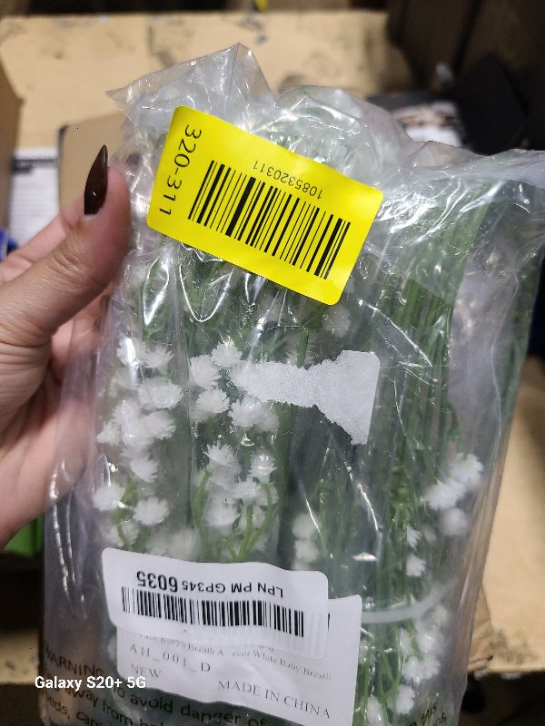 Photo 1 of 10 Pack Baby's Breath Artificial Flowers Bulk 3 Branches Faux Baby Breath Plastic Flowers Fake Gypsophila Flower Arrangement for Crafts Fake Flowers Bouquet for Wedding Home Decor White Baby Breath
